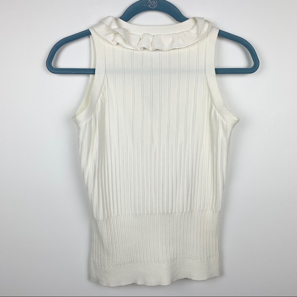 Tracy M Ruffle Button V Neck Ribbed Knit Tank - Picture 4 of 8